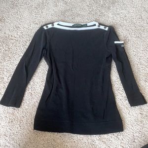 Black & White Ralph Lauren 3/4 Sleeve Top, Size S